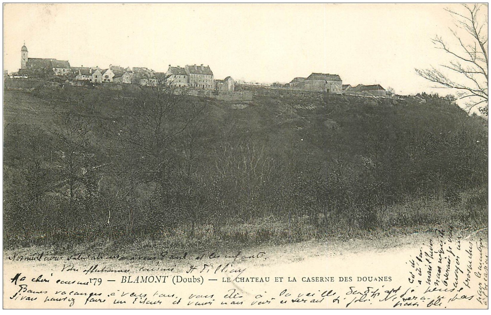 25 BLAMONT. Caserne des Douanes et Château 1904