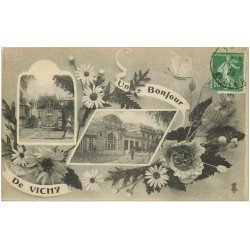 carte postale ancienne 03 VICHY. 1923 un Bonjour Multivues