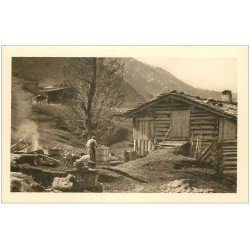 carte postale ancienne 25 MORTEAU. Chocolat Klauset Le Locle. Une Laveuse ou un Bouilleur