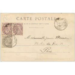 carte postale ancienne 25 MOUTHIER. Le Quartier du Pont. Timbres 1 et 2 centimes 1903