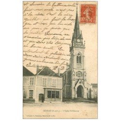 carte postale ancienne 28 AUNEAU. Eglise Saint-Etienne 1908. Graineterie