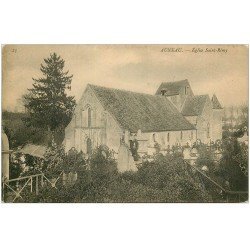 carte postale ancienne 28 AUNEAU. Eglise SAint-Rémy et Cimetière