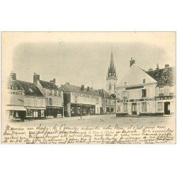 carte postale ancienne 28 AUNEAU. Place de l'Eglise 1902. Café du Commerce