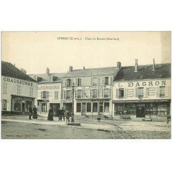 carte postale ancienne 28 AUNEAU. Place du Marché. Hôtel de France et Quincaillerie Dragon