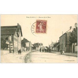 carte postale ancienne 28 BROU. Avenue de la Gare 1927. Epicerie Guillaumin