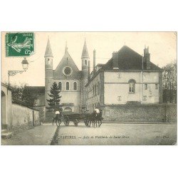 carte postale ancienne 28 CHARTRES. Asile de Vieillards de Saint-Brice vers 1908. Attelage Militaires