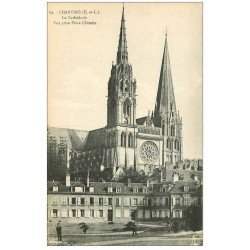 carte postale ancienne 28 CHARTRES. Cathédrale Place Châtelet