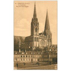 carte postale ancienne 28 CHARTRES. La Cathédrale Place Chatelet