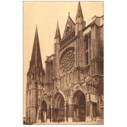 carte postale ancienne 28 CHARTRES. La Cathédrale Portail et Clocher 1938