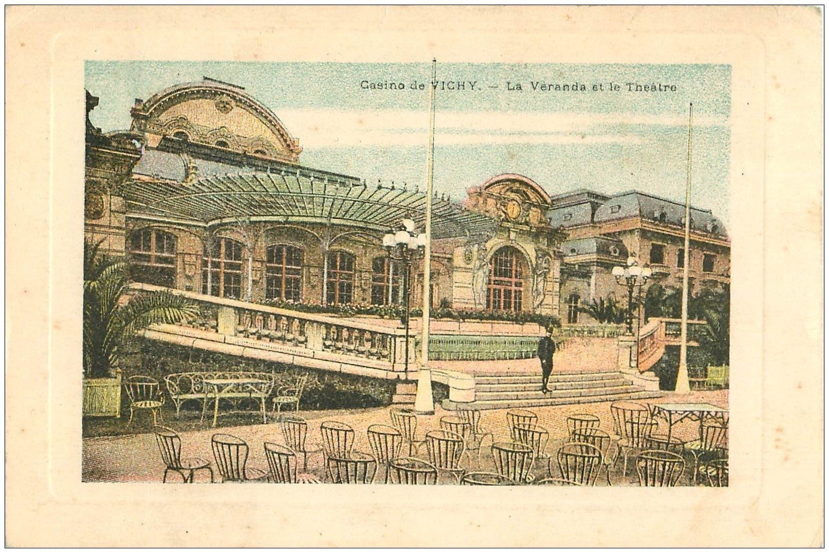 carte postale ancienne 03 VICHY. Casino. Véranda et Théâtre. Carte publicitaire Eau minérale