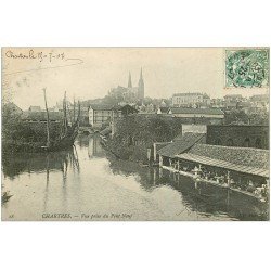 carte postale ancienne 28 CHARTRES. Lavoir vu du Pont Neuf 1907