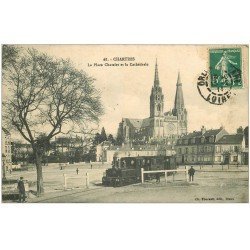 28 CHARTRES. Petit Train à vapeur Place du Châtelet 1911. Vespasiennes