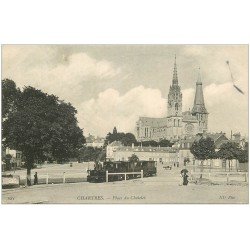 carte postale ancienne 28 CHARTRES. Petit Train Place du Châtelet 1906