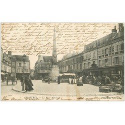 carte postale ancienne 28 CHARTRES. Place Marceau 1904. Jour de Marché