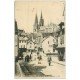 carte postale ancienne 28 CHARTRES. Rue du Bourg et Cathédrale 1913