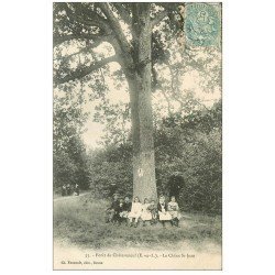 carte postale ancienne 28 CHATEAUNEUF. Le Chêne Saint-Jean 1906 dans la Forêt. Coins un peu mous...