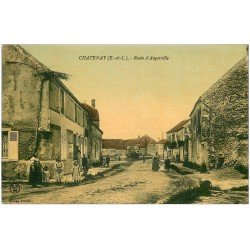 28 CHATENAY. Route d'Angerville. Carte luxe grosse animation. Edition Trouvé