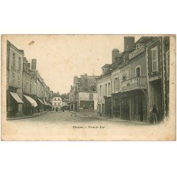 carte postale ancienne 28 Cloyes. Grande Rue 1916. Corderie, Charcuterie et Vins en gros