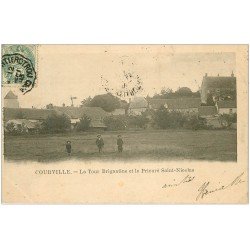 carte postale ancienne 28 COURVILLE. Tour Brigantine et Prieuré Saint-Nicolas 1903