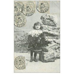 carte postale ancienne 28 CRECY-COUVE par TREON. Heureux Anniversaire 1906 Famille Chéreau