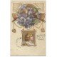 carte postale ancienne 28 CRECY-COUVE par TREON. Meilleurs voeux 1907. Carte gaufrée reliure Or