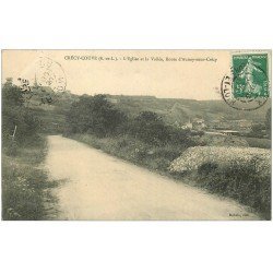 carte postale ancienne 28 CRECY-COUVE. Eglise et Vallée Route d'Aunay-sous-Crécy 1909
