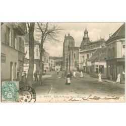 carte postale ancienne 28 DREUX. Eglise Saint-Pierre et Caisse d'Epargne 1903
