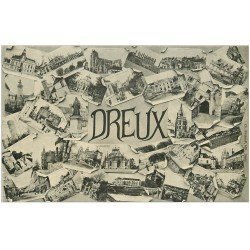 carte postale ancienne 28 DREUX. Multivues fantaisie 1905