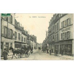 28 DREUX. Rue Saint-Martin 1908 Horlogerie Epicerie Coiffeur...