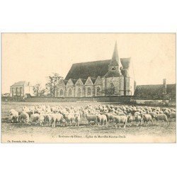 carte postale ancienne 28 EGLISE DE MARVILLE-MOUTIER-BRULE. Troupeau de Moutons
