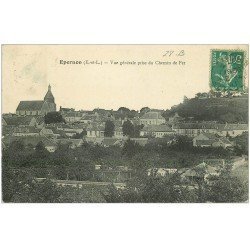 carte postale ancienne 28 EPERNON. Vue générale 1911 prise du Chemin de Fer