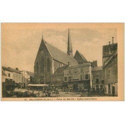carte postale ancienne 28 GALLARDON. Place du Marché. Magasin de Chaussures et Confections en liquidation