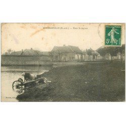 carte postale ancienne 28 GOUSSAINVILLE. Lavandière Place Saint-Aignan 1912