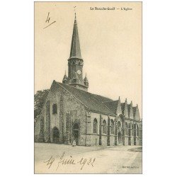 carte postale ancienne 28 LA BAZOCHE-GOUET. L'Eglise 1922 avec enfants