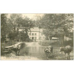 carte postale ancienne 28 LE MOULIN DE BLEVY. Vaches s´abreuvant vers 1905
