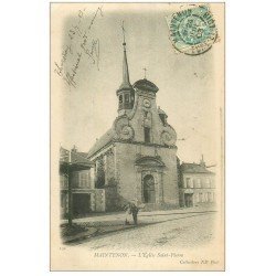 carte postale ancienne 28 MAINTENON. L'Eglise Saint-Pierre 1903 livreur boucher