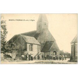 28 MESNIL-THOMAS. L'Eglise 1919 superbe animation...
