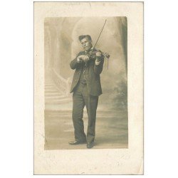 28 MONVETOUR. Saint-Sauveur Levasville. Rare un Violoniste Carte Photo 1912