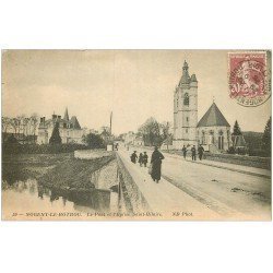 carte postale ancienne 28 NOGENT-LE-ROTROU. Le Pont et Eglise Saint-Hilaire 1925