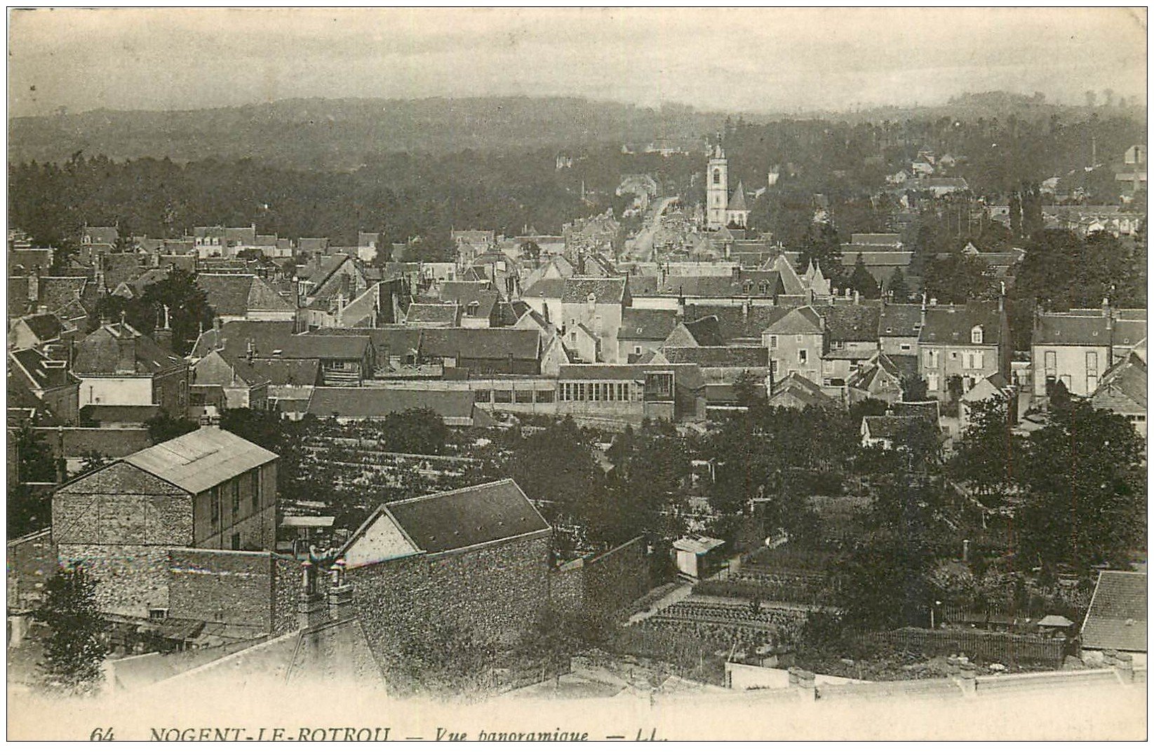 carte postale ancienne 28 NOGENT-LE-ROTROU. Vue panoramique 1918