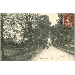 carte postale ancienne 28 SAUMERAY. Avenue de la Gare 1931