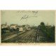 28 TOURY. Gare et Trains 1907. Carte vierge émaillographie