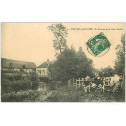 carte postale ancienne 28 VILLIERS-LE-MORHIER. Drouette et Vieux Moulin 1913 avec Vaches