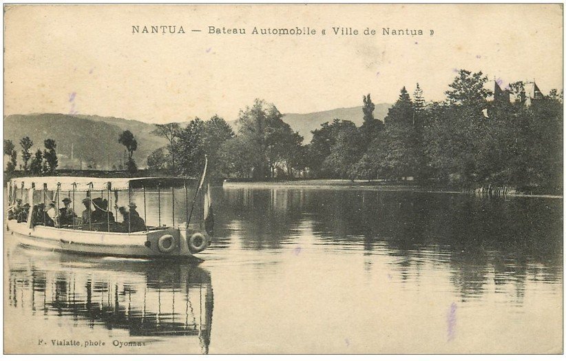 carte postale ancienne 01 NANTUA. Bateau Automobile Ville de Nantus 1922
