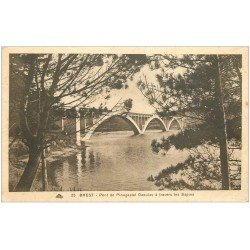 carte postale ancienne 29 BREST. Le Pont de Plougastel Daoulas a travers les sapins n°25