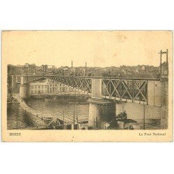 carte postale ancienne 29 BREST. Le Pont National et Passerelle en dessous