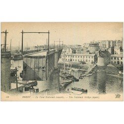 carte postale ancienne 29 BREST. Pont National ouvert