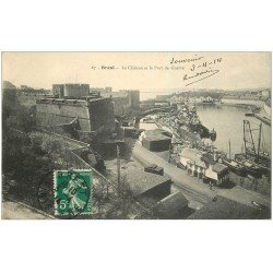 carte postale ancienne 29 BREST. Port de Guerre et Château 1914