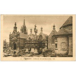 carte postale ancienne 29 GUIMILAU. Eglise et Calvaire 1936