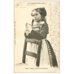 carte postale ancienne 29 HANVEC. Fillette en prière 1903. Mini pli
